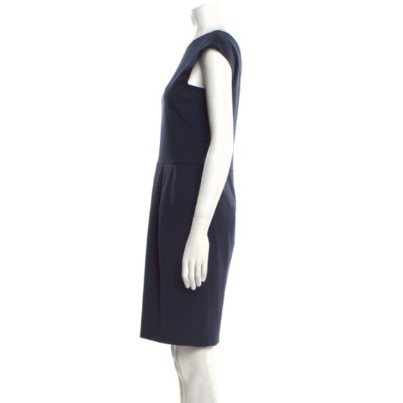 Emporio Armani Midnight Blue Crew Neck Knee-Length Wool Blend Dress- Sz.6/IT42 - Picture 3 of 6